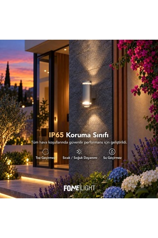 Gala Duo Modern Cam Detaylı Çift Yönlü Led Duvar Apliği 80x120x210 Mm Ip65 Alüminyum Dış Mekan Bahçe Balkon Teras Cephe Aydınlatması 3000k Diğer