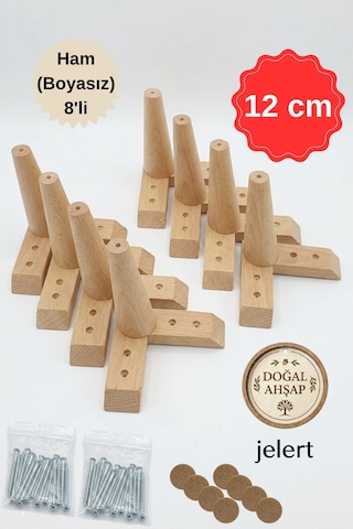 Masif Gürgen Ahşap 12 Cm Ham-8'li, Mobilya Yükseltme Ayağı, Robot Süpürge Uyumlu, 1. Sınıf Gürgen Ağacı, Kanepe Berjer Koltuk Tv Ünitesi Yükseltici Ayak Ham Boyasız