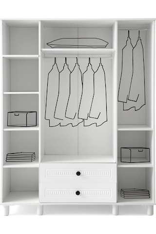 Bohem Mdf 4 Kapılı Dolap-beyaz