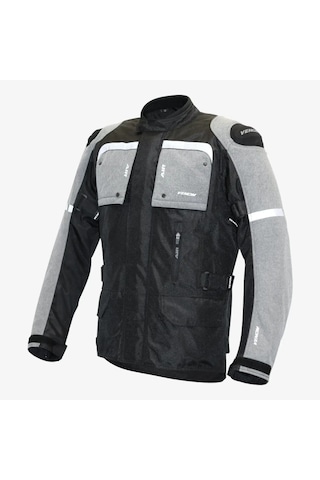 Venom Motosiklet Montu Long Siyah-gri Discovery Mont 4 Mevsim Uzun Motorcu Mont