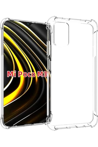 Hepsi Xiaomi Poco M3 Kamera Korumalı Shockproof Darbe Emici Silikon Kılıf- 5775 Najmaddin Şeffaf