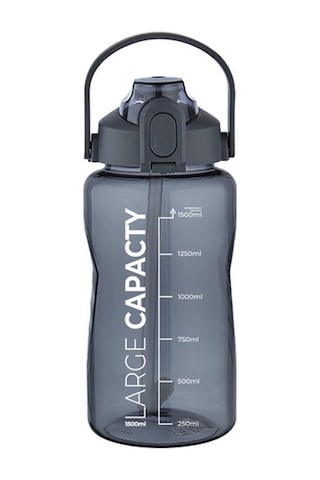 Suluk Sporcu Matarası 1.5 L Pipetli, Sızdırmaz,taşınabilir, Kilitli Kapak, Ölçü Göstergeli - Gri Gri