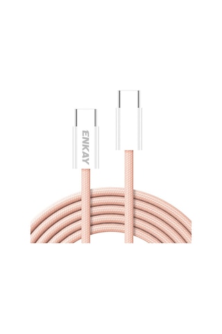 Enkay Cb174 Candy Color 60w Usb-c / Type-c'den Type-c'e Şarj Veri Kablosu, Uzunluk: 1m Pembe