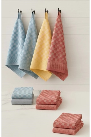 6lı Mutfak Kurulama Bezi 45x65 Cm Pötikare Desen Çok Renkli