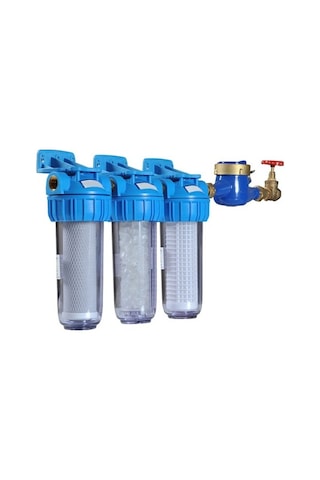 Sulook Daire Girişi 10 İnç Tortu, Kireç Ve Klor Önleyici Üçlü Sayaç Filtresi