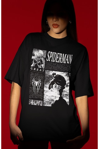 Spider-man Örümcek Adam Süper Kahraman Film Ön Baskılı Unisex Ove Siyah