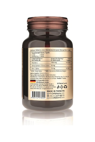 Vitamin C 1000 Mg + Citrus + Zinc 30 Tablets