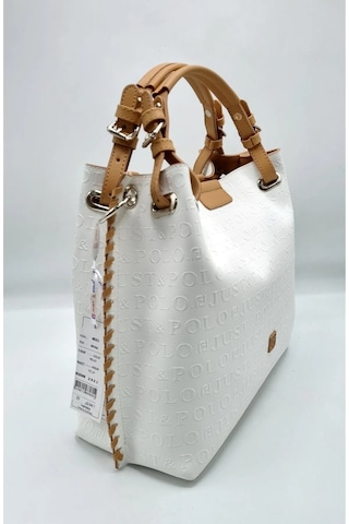 Just Polo Kadın Gofraj Baskılı Büyük Boy El Çantası 4028 Beyaz