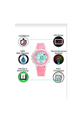 Digital 30mt Suya Dayanaklı Işıklı Alarmlı Kronometreli Takvimli Slikon Kordonlu Çoçuk Kol Saati Siyah/kırmızı - 645227824 Siyah