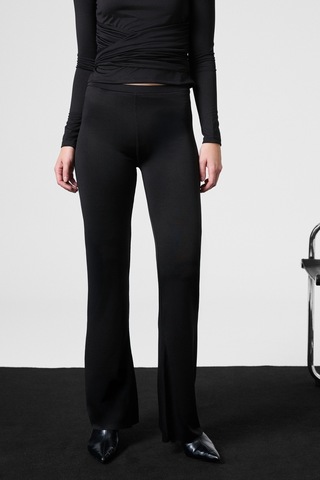 Grımelange Lorelıs Kadın Esnek Kumaşlı Geniş Paçalı Dikiş Detaylı Siyah Pantolon siyah