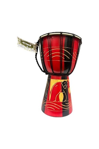 Ahşap Djembe Otantik Çalgı, 30 Cm, Mahoni Ağacı, Keçi Derisi, Darbuka Davul