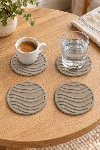 Rıpple Mini Dalga %100 Silikon Bardak Altlığı 8 Cm 4'lü Set Bej Çok Renkli