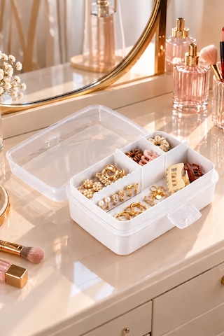 Porsima 1192 Premium 12 Bölmeli Çok Amaçlı Organizer Saklama Kabı Beyaz