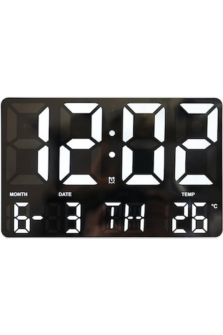 Didadodo Suntek Led Duvar Saati Beyaz 10 Sıcaklık Göstergeli Uzaktan Kumandalı Beyaz