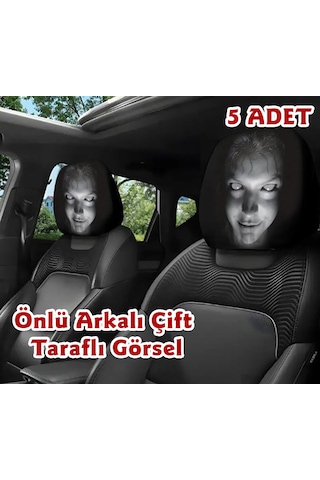 Korkunç Kız Çift Taraflı Dekoratif Oto Başlık Kılıfı/Maske 5'li