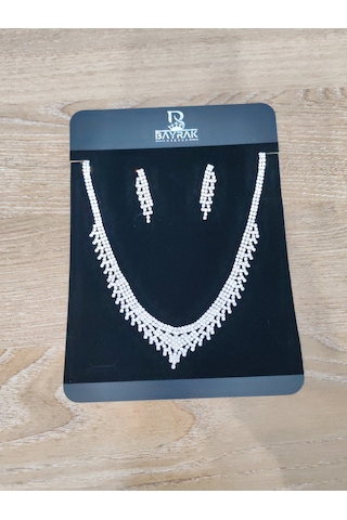 Zirkon Takı Seti 2li Kolye Küpe Silver