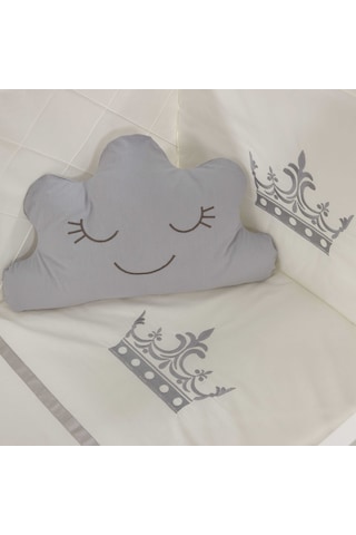 Meltem Kids Kral Sallanır Ahşap Anne Yanı Beşik 60x120 cm (beyaz-motto gri) Gri