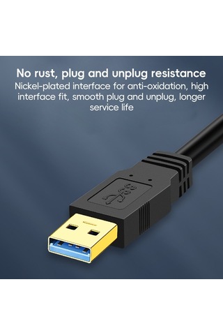 Usb 3.0 Erkek - Usb 3.0 Erkek Çift Uçlu Usb Kablosu, Uzunluk: 0.6m Siyah