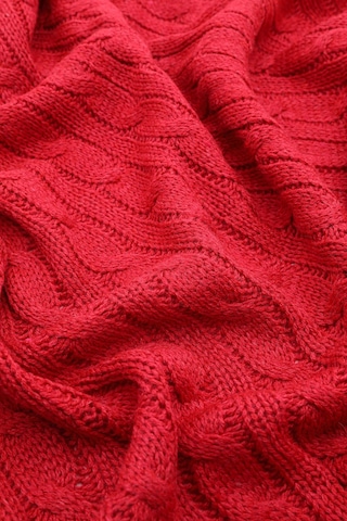 Biocotton Triko Ponponlu Örgü Tv Battaniyesi - Kırmızı