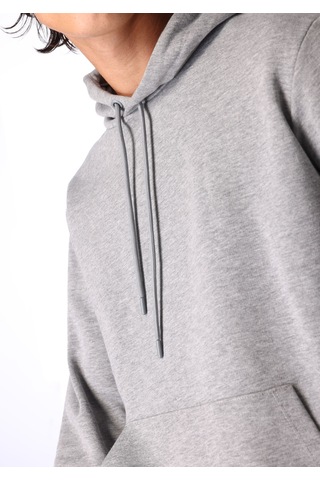 Limon Gri Melanj Erkek Kapüşon Relaxed Düz Sweatshirt L4wm-swt9501