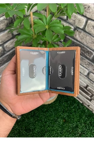 Guard Antik Taba Hakiki Deri Kartlık Erkek / Kadın P1169 Taba