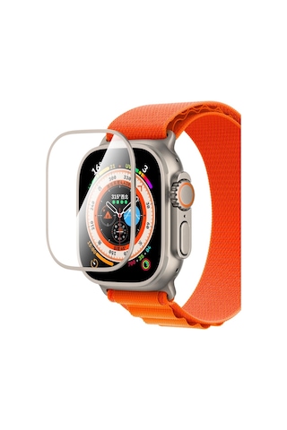 Watch Ultra 49mm Uyumlu Temperli Cam Ekran Koruyucu Caseworld Alloy Serisi Safir Titanyum