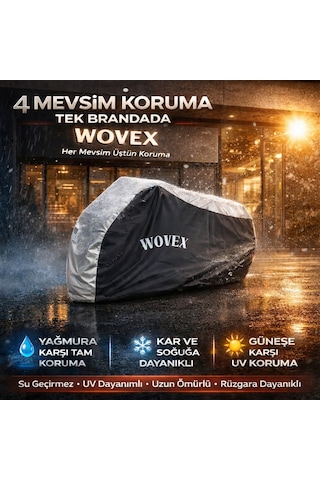 Wovex Victory Cosy Motosiklet Brandası Gri Siyah Kombinasyonlu Arka Çanta Uyumlu Motor Branda