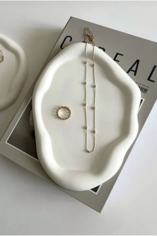 Dekoratif Bulut Tabak, Bulut Tabak, Dekoratif Takı Tabağı, Dekoratif Tabak 24 Cm