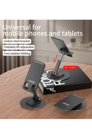 Ayarlanabilir Katlanabilir Masaüstü Telefon Standı, 360 Döner, Uyumlu 4-8 İnç Telefon 13 İnch Kadar Tablet Tutucu, Alüminyum Metal Tabanlı, Kaymaz Taşınabilir 33 Cm Uzunluk Sku: Smg8690010136381