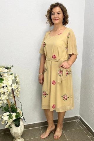 Mia Butik Kadın Sarı Şifon Elbise Sarı