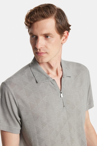 Tudors Erkek Slim Fit Dar Kesim Viskon Fermuarlı Polo Yaka Gri Tişört-34352 Gri