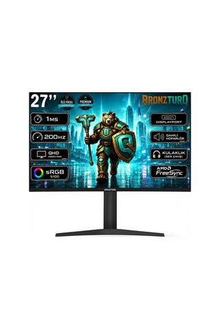 Bronzturq 27" 200hz 1 Ms Dp + Hdmı Qhd 2560x1440 Kavisli Monitör Btq270qhd165-aa