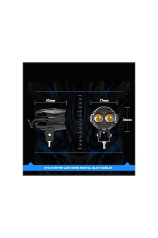 2 Adet Motosiklet Atv Utv Led Lazer Sis Farı Delici Beyaz Sarı Çift Renk 12 -24 Volt