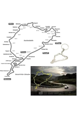 Schulzz Eu Nürburgring Pist Haritası Şeklinde Anahtarlık