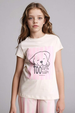 Defacto Regular Fıt 2li Pijama Takımı Kız Çocuk H0153a826sper233 Ekru-er233
