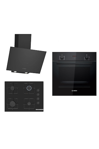 Bosch HBF512BB1T - POP7C6P30O - DWK64PJ60T Siyah Ankastre Set