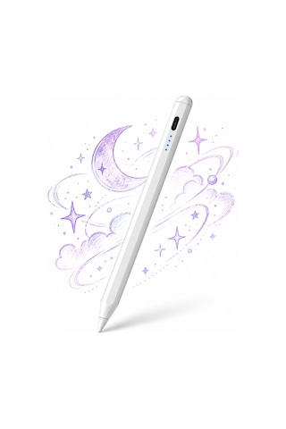 Samsung Galaxy A11 Plus X230 Uyumlu Type-c Şarjlı Aktif Stylus Dokunmatik Ekran Kalemi Not & Çizim Beyaz