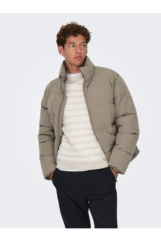Only & Sons Onspack Lıfe Puffer Jacket Otw Erkek Gri Mont - 22034718 Gri