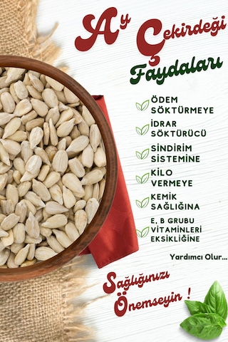 Tekirdağ Yöresinden Yüksek Lifli Vegan Dostu Tuzsuz Çiğ Ay Çekirdeği Içi Helianthus Annuus 100gr