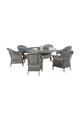 6 Kişilik Rattan Bahçe Yemek Takımı Rehome Kahverengi