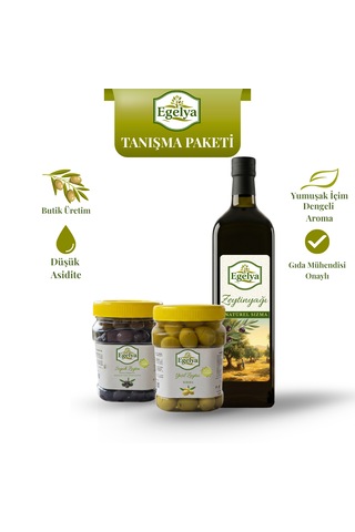 Egelya Natürel Sızma Zeytinyağı 1 L + 1 Kg Zeytin Paketi Düşük Asidite, Yumuşak İçim, Doğal Fermente