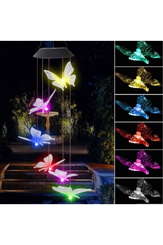 Dianziye Güneş Enerjili Renk Değiştiren Kelebek Zil Lambası - Bahçe Ve Bahçe Dekorasyonu Led Aydınlatma