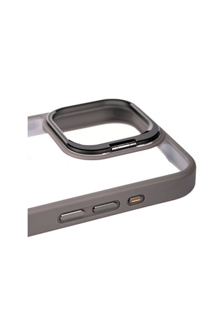 Apple Uyumlu iPhone 15 Pro Max Kılıf Kamera Lens Korumalı Standlı Zore Klon Lensli Kapak Siyah