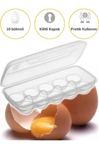 10 Bölmeli Kilitli Kapaklı Yumurtalık Saklama Kutusu Yu110 Diğer
