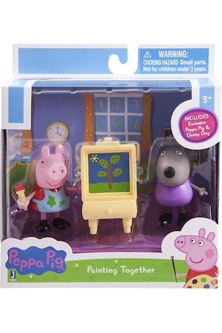 Peppa Pig - Peppa & Danny Köpek Resim Yapıyor Figür Oyuncak Seti