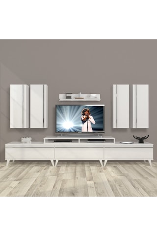 Decoraktiv Ekoflex 8d Mdf Retro Tv Ünitesi Tv Sehpası Beyaz
