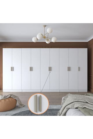 Rani Ba154 Geniş Gardırop Elbise Dolabı 9 Kapaklı 2 Çekmeceli 13 Raflı 5 Askılı Modüler Dolap Beyaz