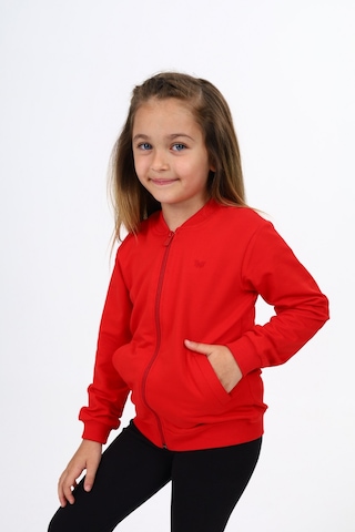 Toontoy Kız Çocuk Nakışlı Hırka Kırmızı