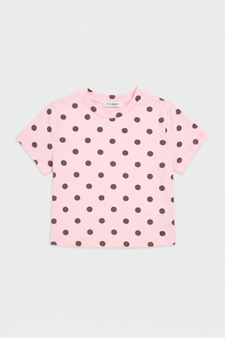 it's basic Kadın Pembe Puantiyeli S6-98 Crop Fit T-shirt