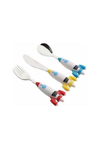 Porland Mini Rocket Çocuk Çatal Kaşık Bıçak Takımı 3 Parça